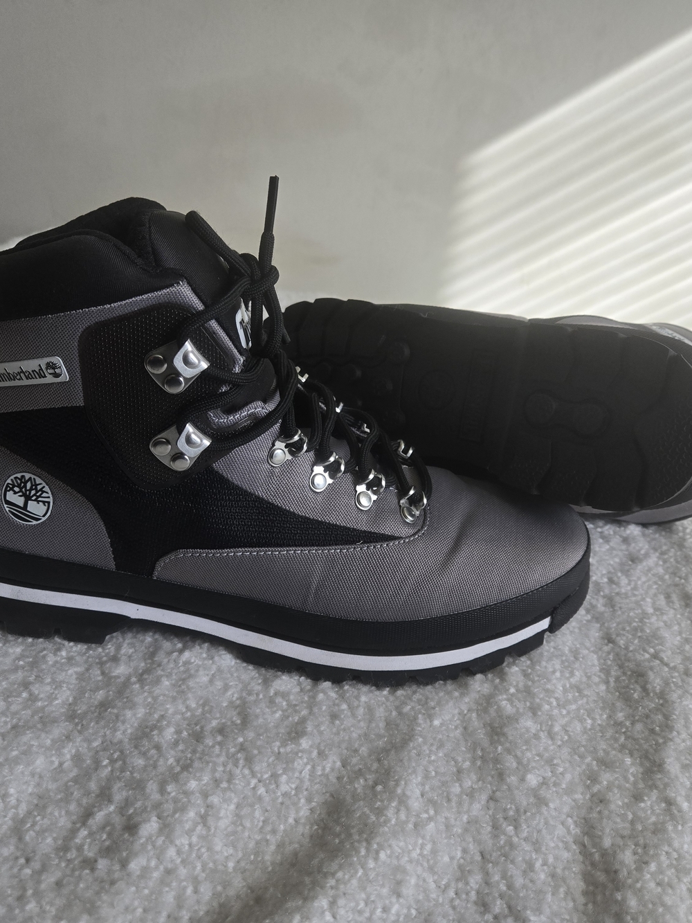 Timberland Men's Black and Gray Waterproof Hiking Boots Size 11